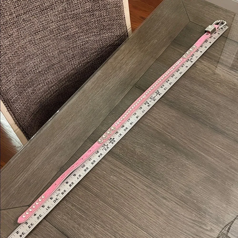 SHYANNE GIRL'S OSTRICH PRINT RHINESTONE BELT Pink Rhinestone Studded Belt